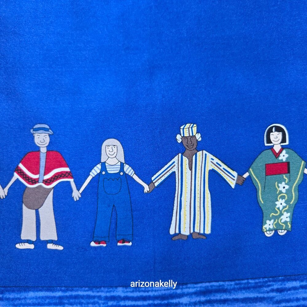 Unicef Silk Scarf World Peace Multicultural Holding Hands - Picture 7 of 11